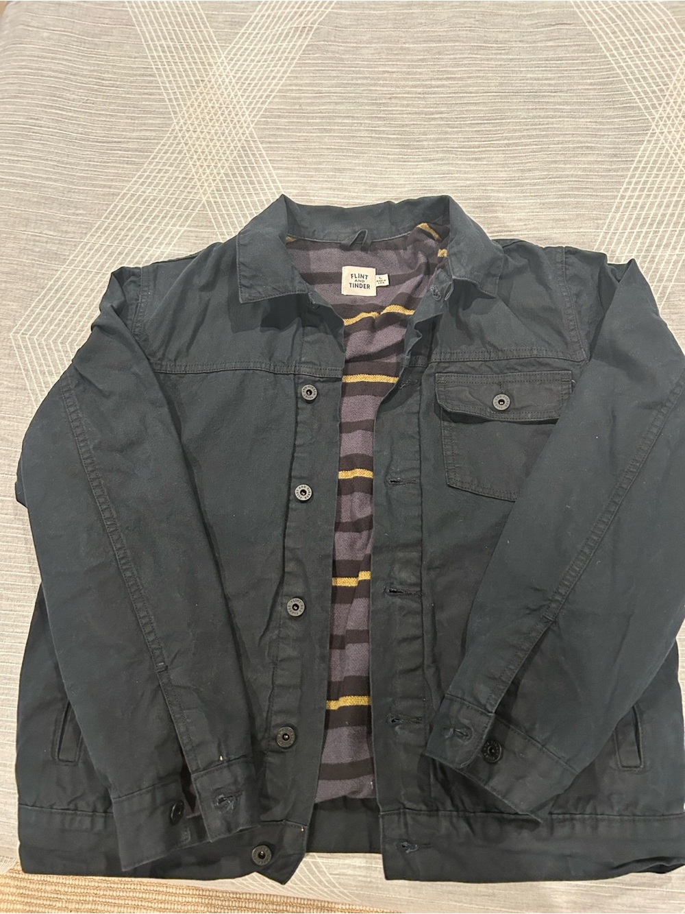 Flint and Tinder Flannel-lined Men's Waxed Trucker Jacket (L)